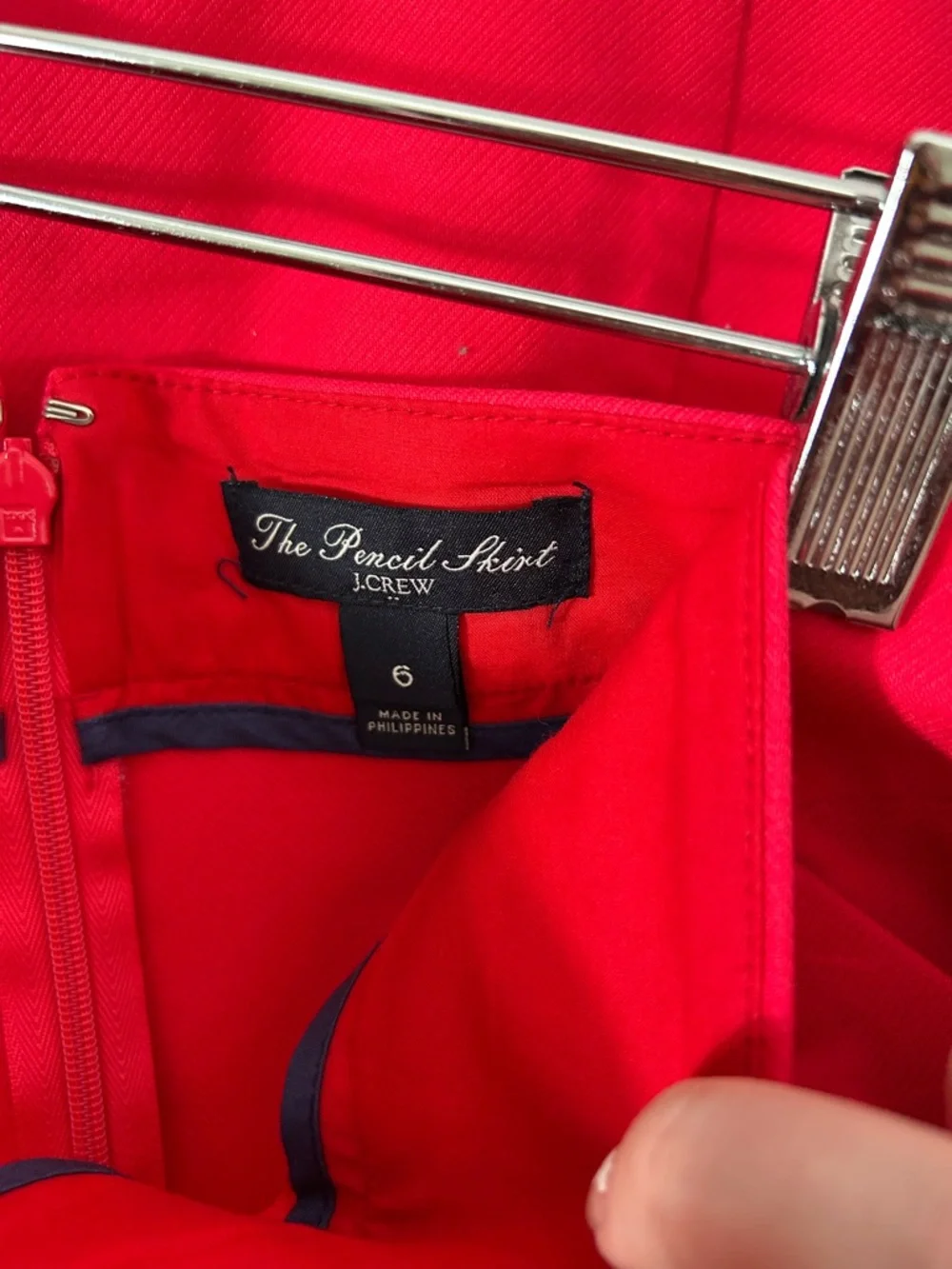 J.Crew Red The‎ Pencil Skirt 100% Cotton Size 6